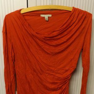 XS, BURNT ORANGE, PULLOVER LONG SLEEVE BLOUSE